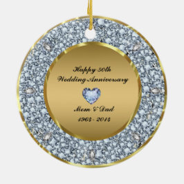 Diamonds en Gold 50th Wedding Jubileum Keramisch Ornament