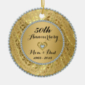 Diamonds en Gold 50th Wedding Jubileum Keramisch Ornament (Voorkant)