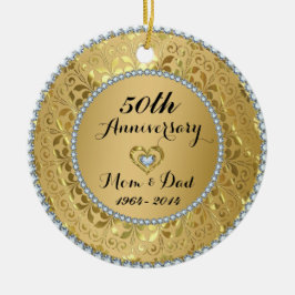 Diamonds en Gold 50th Wedding Jubileum Keramisch Ornament