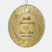 Diamonds en Gold 50th Wedding Jubileum Keramisch Ornament (Links)