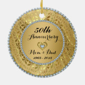 Diamonds en Gold 50th Wedding Jubileum Keramisch Ornament (Achterkant)