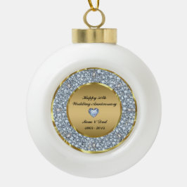 Diamonds en Gold 50th Wedding Jubileum Keramische Bal Ornament