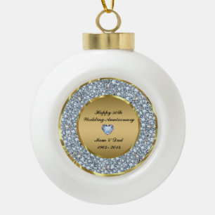 Diamonds en Gold 50th Wedding Jubileum Keramische Bal Ornament