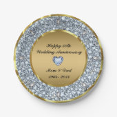 Diamonds en Gold 50th Wedding Jubileum Papieren Bordje (Voorkant)