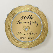 Diamonds en Gold 50th Wedding Jubileum Rond Kussen (Achterkant)