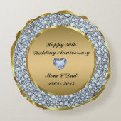 Diamonds en Gold 50th Wedding Jubileum Rond Kussen (Achterkant)