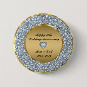 Diamonds en Gold 50th Wedding Jubileum Ronde Button 5,7 Cm (Voorkant)