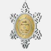 Diamonds en Gold 50th Wedding Jubileum Tin Sneeuwvlok Ornament (Rechts)