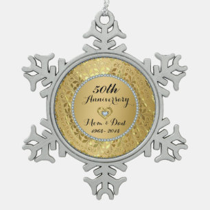 Diamonds en Gold 50th Wedding Jubileum Tin Sneeuwvlok Ornament