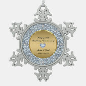Diamonds en Gold 50th Wedding Jubileum Tin Sneeuwvlok Ornament (Voorkant)