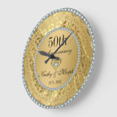 Diamonds en Gold Damask 50th Wedding Jubileum Grote Klok (Hoek)