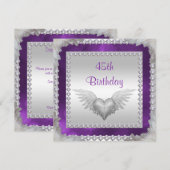 Diamonds en veren 45e verjaardag kaart (Voorkant / Achterkant)