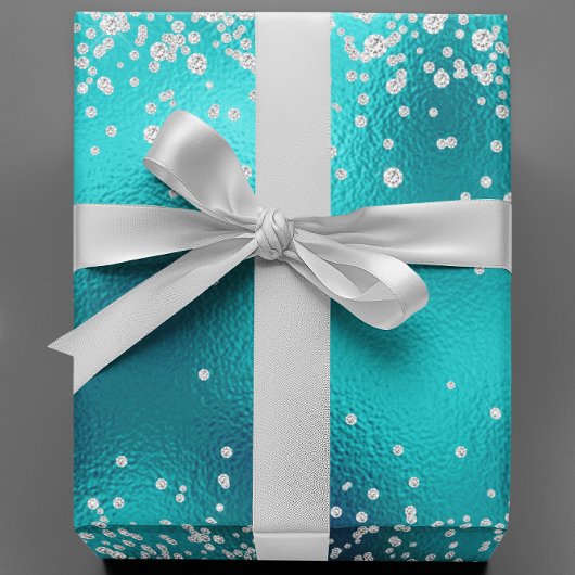 Diamonds Faux Glitter Bling Robin's Egg Blauwgroen Cadeaupapier