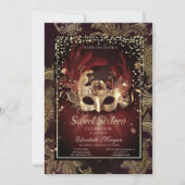 Diamonds Floral Damask Masquerade Sweet 16 Kaart (Voorkant)