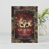 Diamonds Floral Damask Masquerade Sweet 16 Kaart (Staand voorkant)
