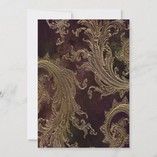 Diamonds Floral Damask Masquerade Sweet 16 Kaart (Achterkant)