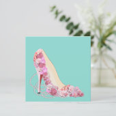 Diamonds & Flower Bouquet Heels Shower Party Kaart (Staand voorkant)