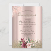 Diamonds Flowers Roos Gold Quinceañera Kaart (Voorkant)