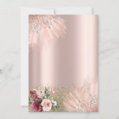 Diamonds Flowers Roos Gold Quinceañera Kaart (Achterkant)