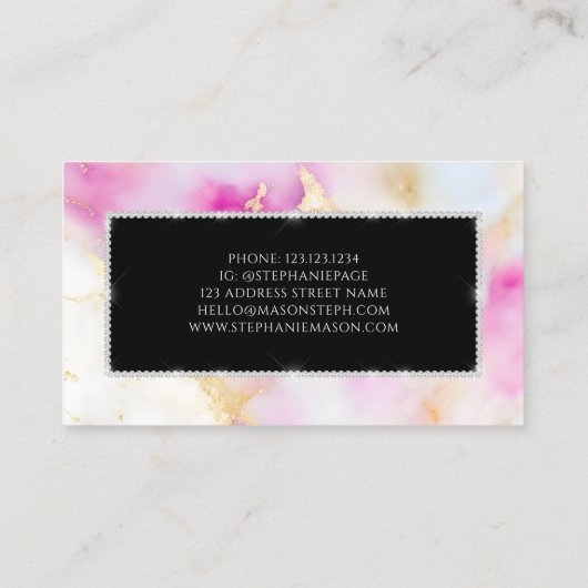Diamonds Girly Waterverf Gold Pink Contactkaartje (Achterkant)