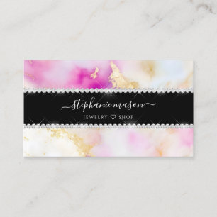 Diamonds Girly Waterverf Gold Pink Contactkaartje