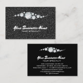 *~* Diamonds  Glam Black Glitter Bling Luxe  Visitekaartje (Voorkant / Achterkant)