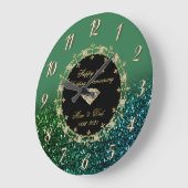 Diamonds Glitter Green 25th Wedding Jubileum Grote Klok (Hoek)