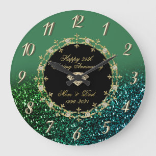 Diamonds Glitter Green 25th Wedding Jubileum Grote Klok