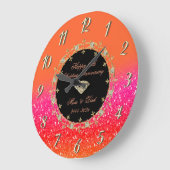 Diamonds Glitter Sinaasappel 25ste bruiloft Jubile Grote Klok (Hoek)