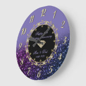 Diamonds Glitter Violet 25th Wedding Jubileum Grote Klok (Hoek)