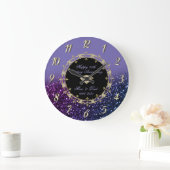 Diamonds Glitter Violet 25th Wedding Jubileum Grote Klok (Huis)