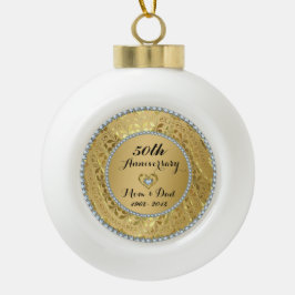 Diamonds & Gold 2 50e bruiloft Jubileum Keramische Bal Ornament