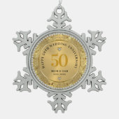 Diamonds Gold 50e bruiloft Jubileum Tin Sneeuwvlok Ornament (Voorkant)