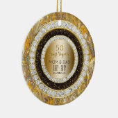 Diamonds Gold 50th Wedding Jubileum 50 jaar Keramisch Ornament (Rechts)