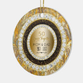 Diamonds Gold 50th Wedding Jubileum 50 jaar Keramisch Ornament (Links)