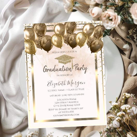 Diamonds Gold Afstudeerder Pet ballonnen Cream Afs Kaart