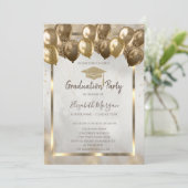 Diamonds Gold Afstudeerder Pet Ballons Glitter Afs Kaart (Staand voorkant)