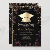 Diamonds Gold Afstudeerder Pet Donkerrood Roses Af Kaart (Voorkant / Achterkant)