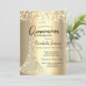 Diamonds, Gold Confetti Quinceañera Kaart (Staand voorkant)