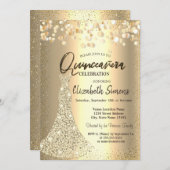 Diamonds, Gold Confetti Quinceañera Kaart (Voorkant / Achterkant)