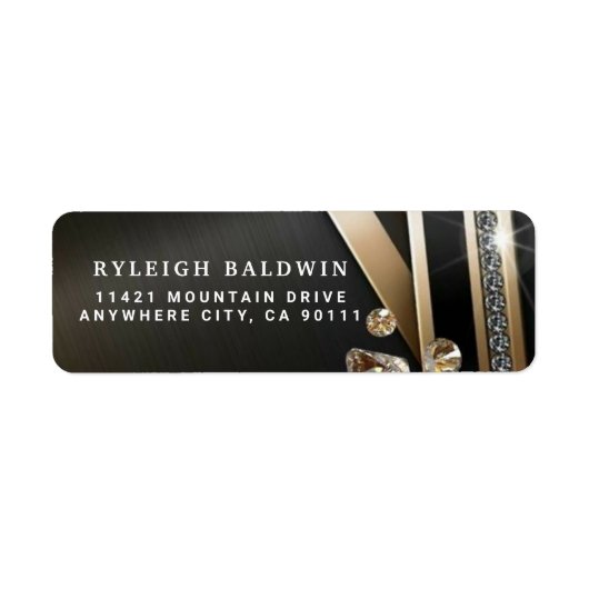 Diamonds Gold Decorated Return Address Label (Voorkant)