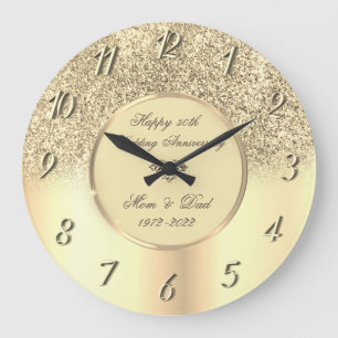 Diamonds Gold Glitter 50 Wedding Jubileum Grote Klok