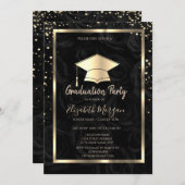 Diamonds Goud Afstudeerder Pet Zwarte Rozen Afstud Kaart (Voorkant / Achterkant)