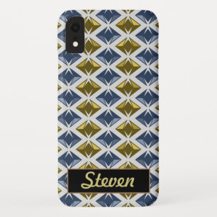 DIAMONDS Gouden Blauwe Pareltjes Aangepaste naam Case-Mate iPhone Case