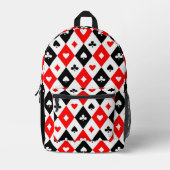 Diamonds harten schoppenbommen speelkaartenpatroon bedrukte rugzak (Voorkant)