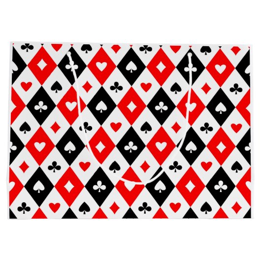 Diamonds harten schoppenbommen speelkaartenpatroon groot cadeauzakje (Achterkant)