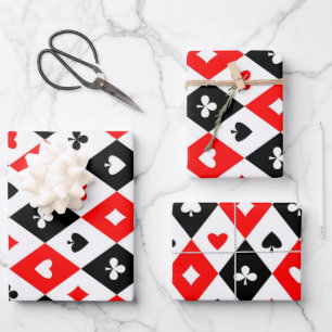 Diamonds harten schoppenbommen speelkaartenpatroon inpakpapier vel