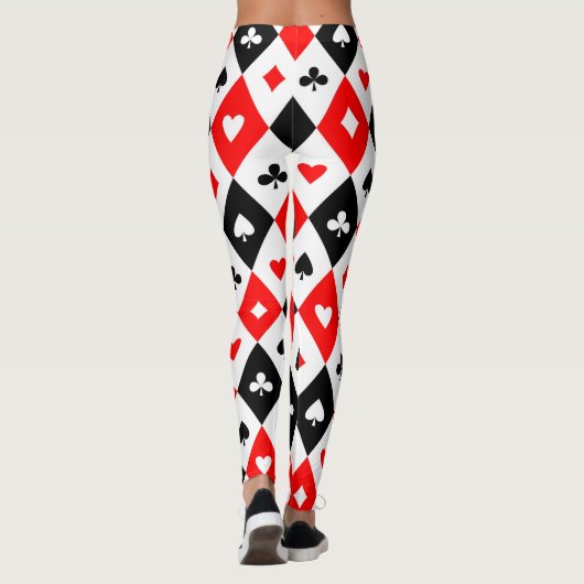 Diamonds harten schoppenbommen speelkaartenpatroon leggings (Achterkant)