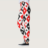 Diamonds harten schoppenbommen speelkaartenpatroon leggings (Links)