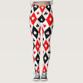 Diamonds harten schoppenbommen speelkaartenpatroon leggings (Voorkant)